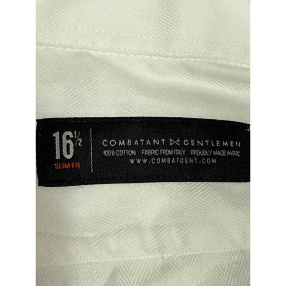Combatant Gentlemen Men's White Long Sleeve Slim Fit Button Down Shirt 16 1/2 - Picture 3 of 3